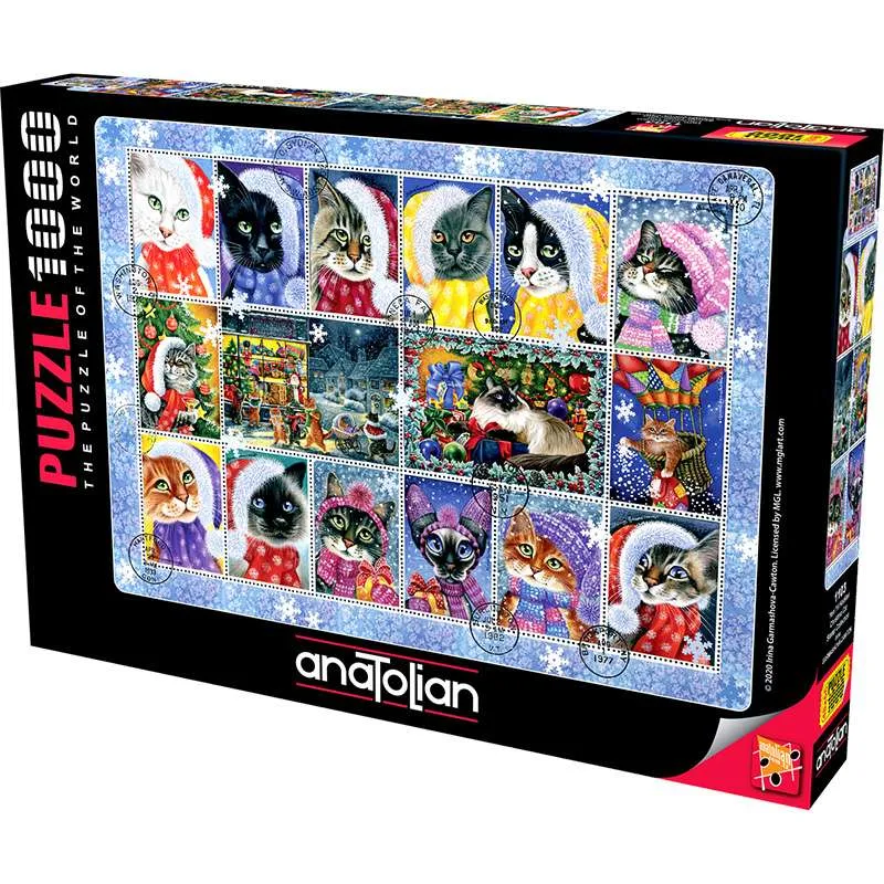 Puzzle Anatolian de 1000 piezas Colección de Navidad de sellos de gatos 1103