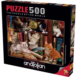 Puzzle Anatolian de 500 piezas Gatitos en la estanteria 3618