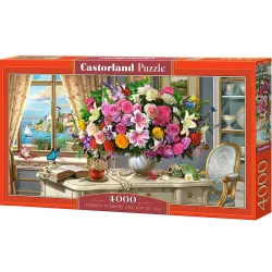 Puzzle Castorland Panorámico Flores de verano y una taza de té de 4000 piezas 400263