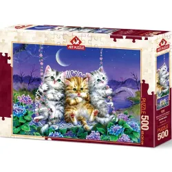Puzzle Art Puzzle Columpio de gatitos a la luz de la luna de 500 piezas 5086