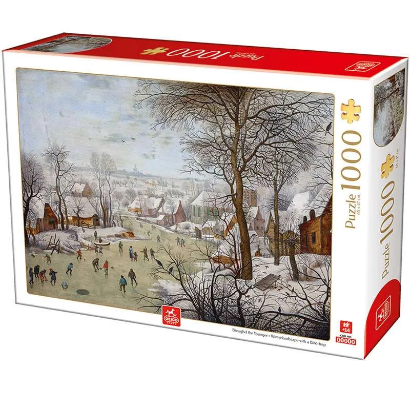 Puzzle Deico Winter Landscape con trampas para pájaros, Brueghel de 1000 piezas 76656