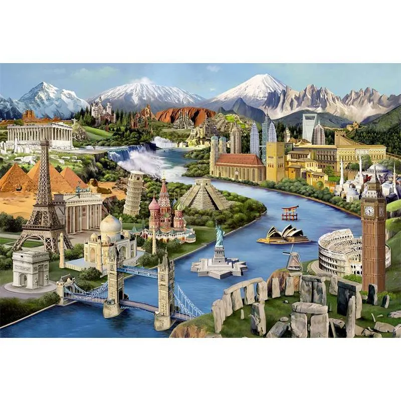 Puzzle de madera Maravillas Mundiales 600 piezas Wooden City