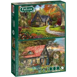Puzzle Falcon 2x1000 piezas Cabañas del bosque 11294