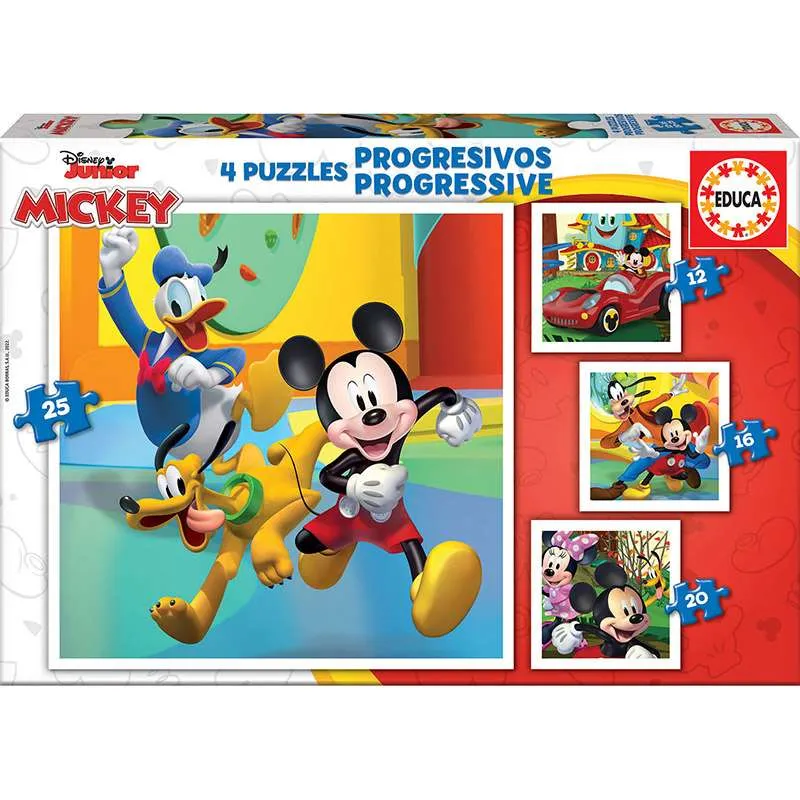 Educa puzzle progresivo 12-16-20-25 piezas Mickey Junior 19294