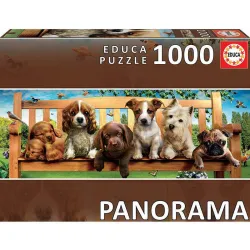 Educa puzzle 1000 Piezas. Panorámico perritos en el banco 19038