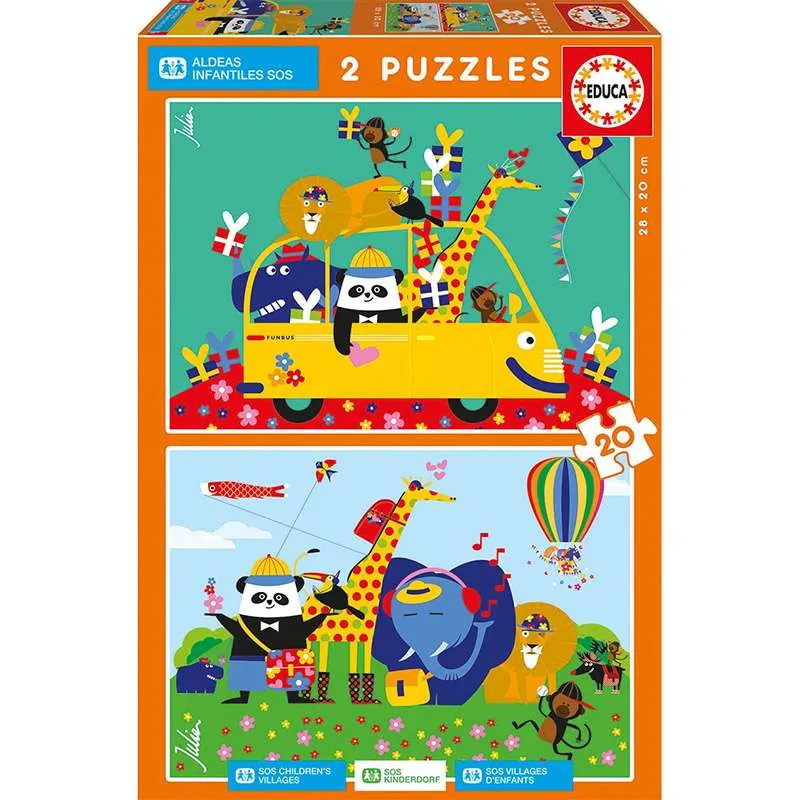 Educa puzzle 2x20 piezas Animales (Aldeas infantiles SOS) 17725