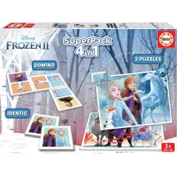 SuperPack Educa domino+juego memoria+2 puzzles de 25 piezas Disney Frozen II 18378