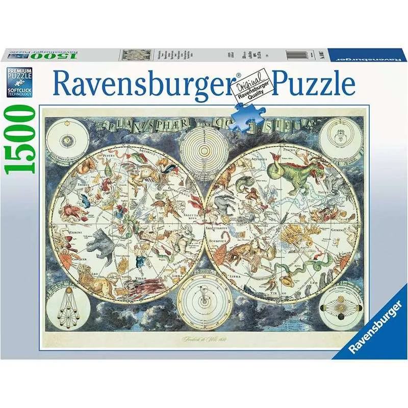 Ravensburger puzzle 1500 piezas Mapa mundial de bestias fantásticas 150151