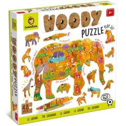 Puzzle Ludattica Woody puzzle 48 piezas Elefante sabana
