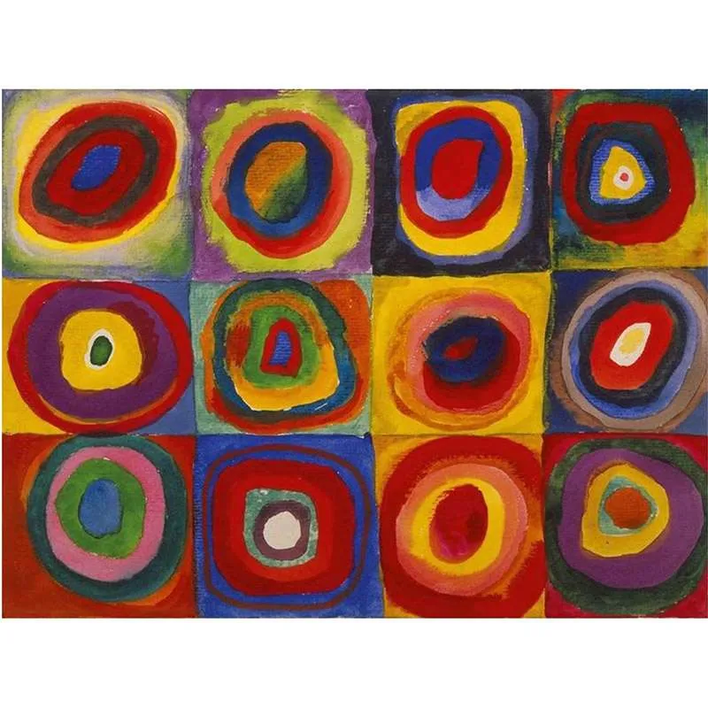 Puzzle madera SPuzzles 80 piezas Estudio de color con cuadros, Kandinsky