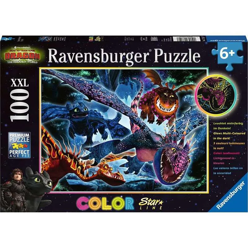 Puzzle Ravensburger Como entrenar a tu dragon 3 - Dragones B 100 Piezas XXL 137107