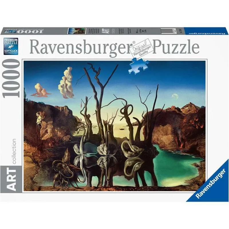 Puzzle Ravensburger Cisnes que se reflejan como elefantes, Dalí de 1000 Piezas 171804