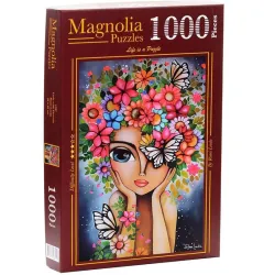 Puzzle Magnolia 1000 piezas Mujer con flores 1707