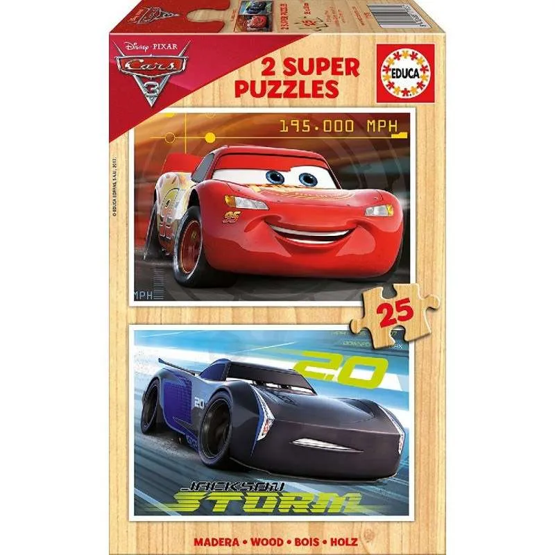 Educa puzzle 2x25 super puzzles madera. Cars 17173