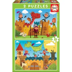 Educa puzzle 2x48 piezas Dragones y caballeros 17151