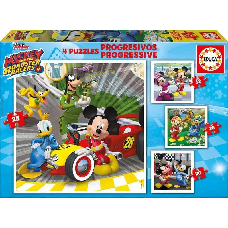 Educa multi puzzle progresivo 12-16-20-25 piezas Mickey y los superpilotos 17629