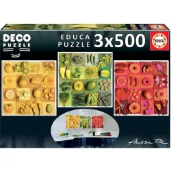 Educa puzzle 3x500 Deco puzzle. Exotic fruits and flowers, Andrea Tilk 18454