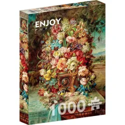 Puzzle Enjoy puzzle de 1000 piezas Bodegón de flores con herrerillo común 1518