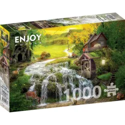 Puzzle Enjoy puzzle de 1000 piezas Cabaña de troncos junto al arroyo mágico 1608