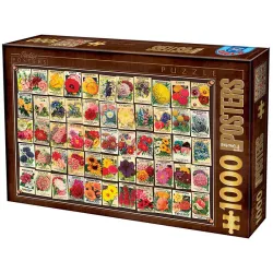 Puzzle DToys Collage vintage - Flores de 1000 piezas 74492